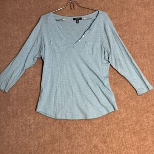 Chaps Ralph Lauren Vintage Style Large Long‎ Sleeve Women's Henley Bella